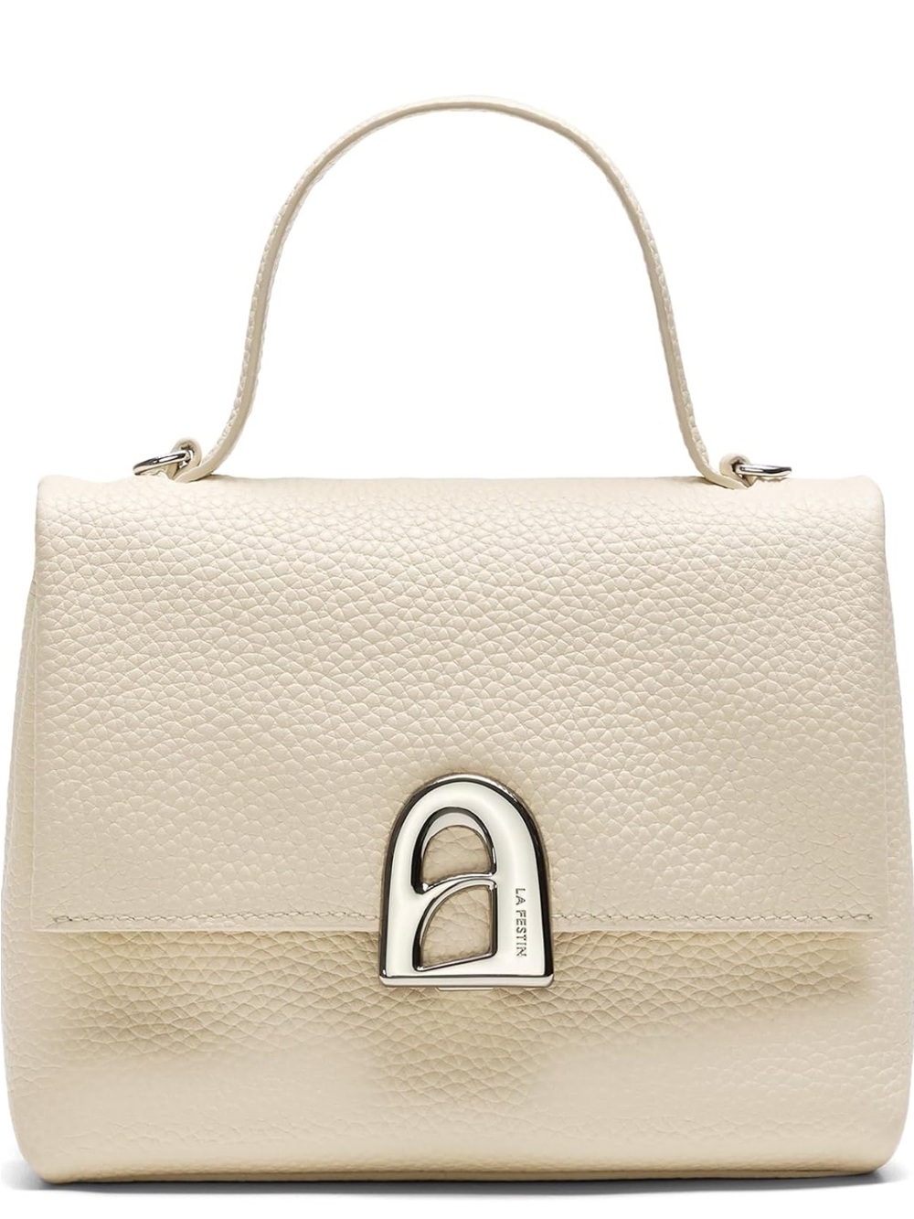 White Leather Top-Handle Bag